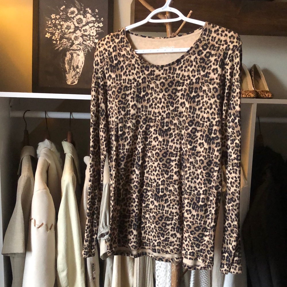 Ellen Tracy Black and White Fitted Long Sleeve Blouse